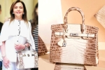 Nita Ambani's Crocodile Skin Handbag, himalaya birkin bags, nita ambani s crocodile skin handbag worth rs 2 6 cr studded with 240 diamonds goes viral, Diamonds